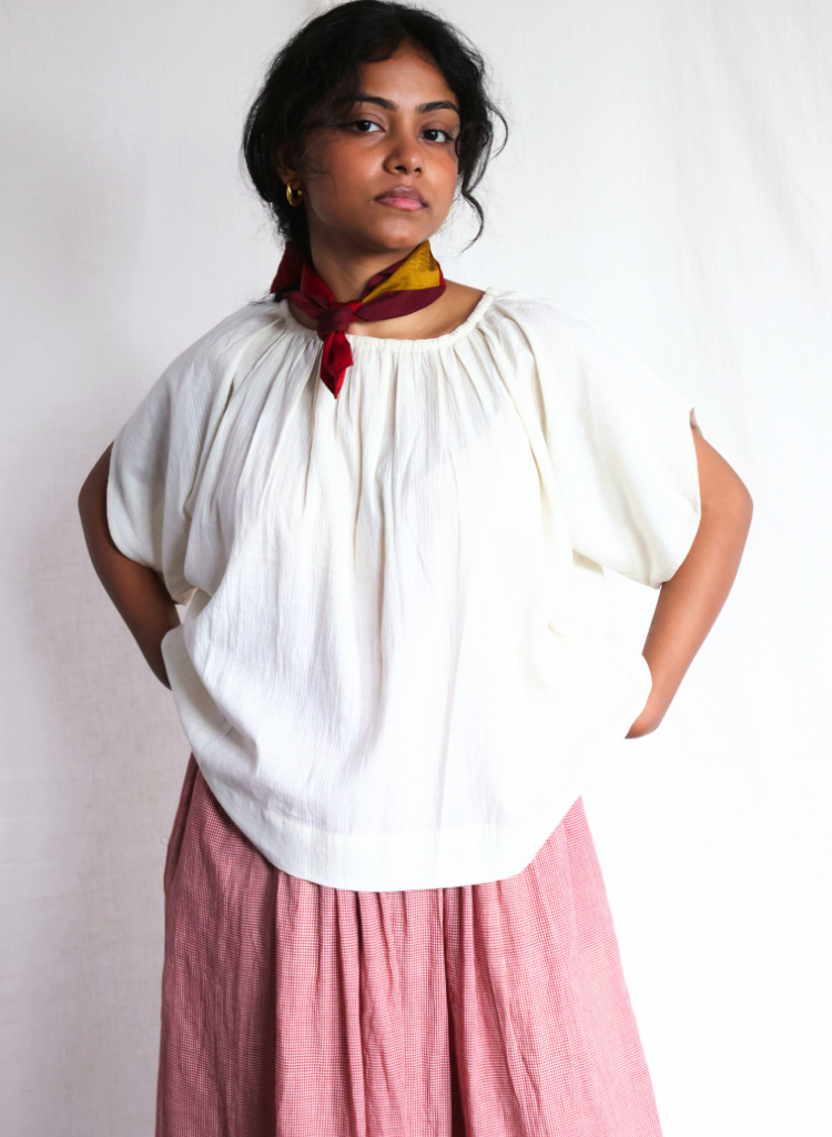 Cloud Dancer Gathered Blouse
