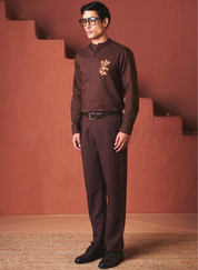Coffee Buta Pleated Tapered Pants