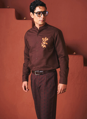 Coffee Buta Pleated Tapered Pants