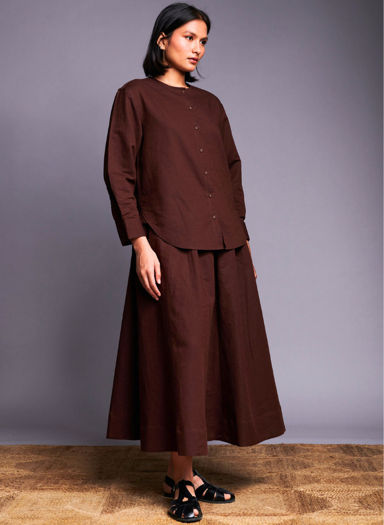 Coffee Flared Skirt