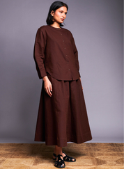 Coffee Flared Skirt Set