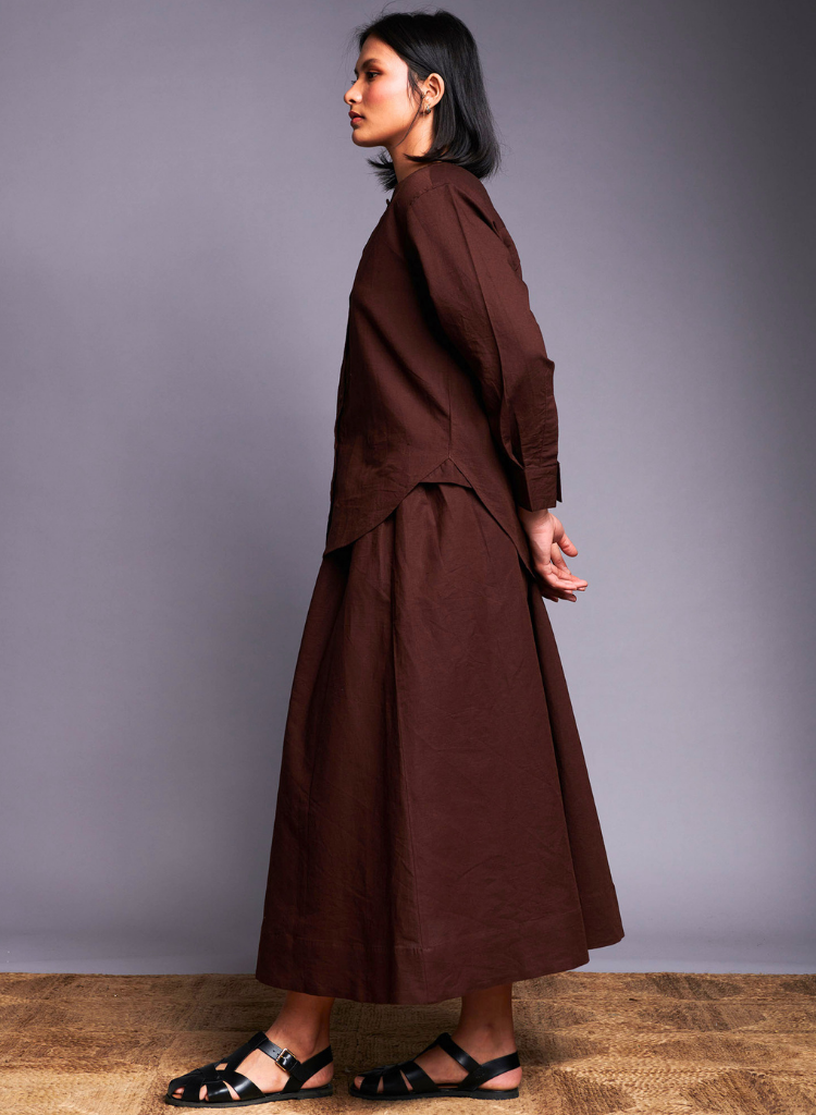 Coffee Flared Skirt Set