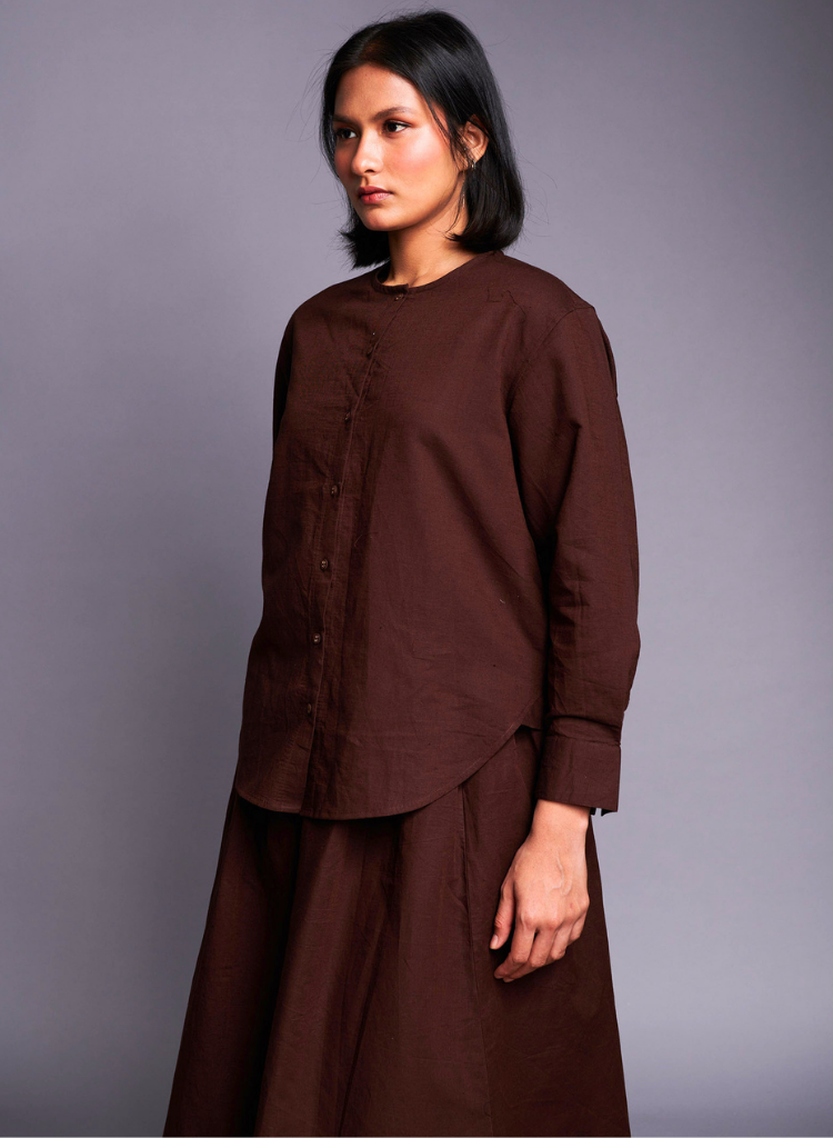 Coffee Flared Skirt Set