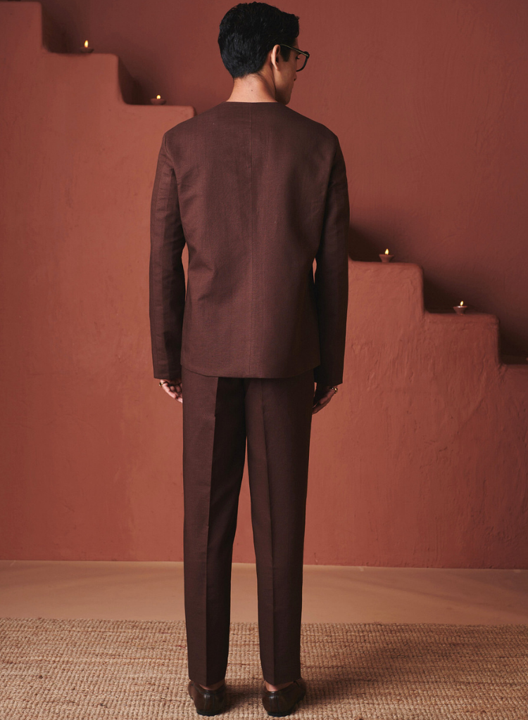 Coffee Pleated Tapered Pants