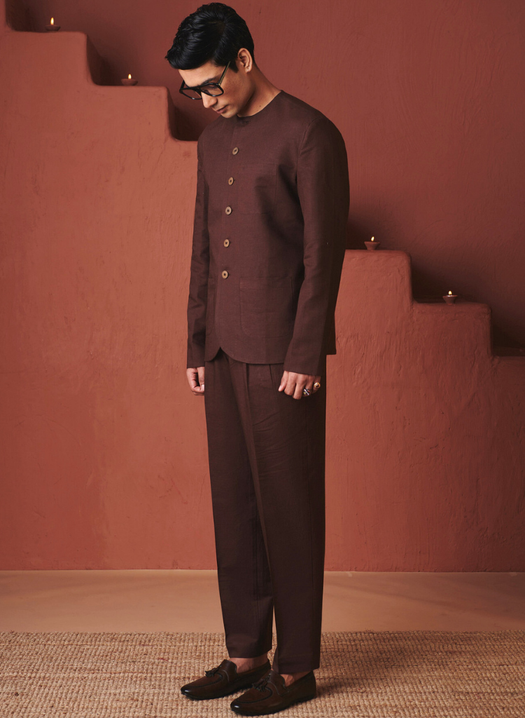 Coffee Pleated Tapered Pants