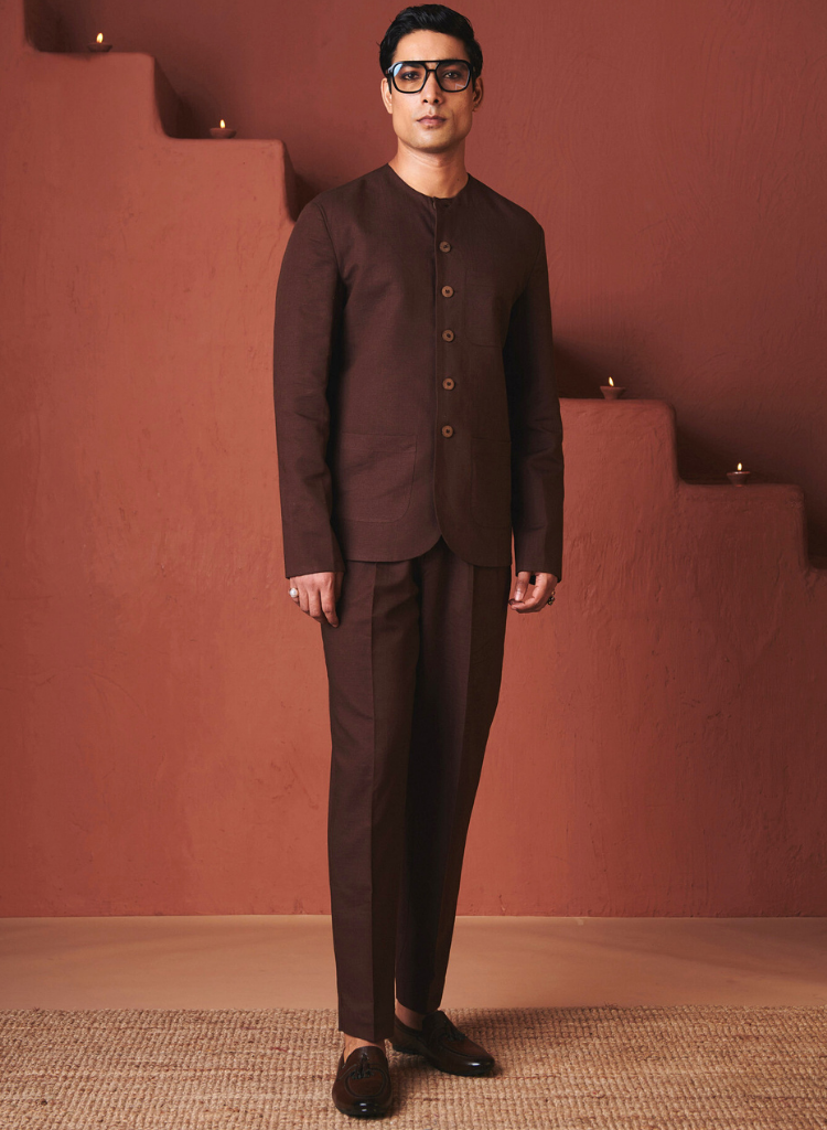 Coffee Pleated Tapered Pants