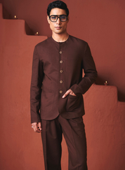 Coffee Pleated Tapered Pants