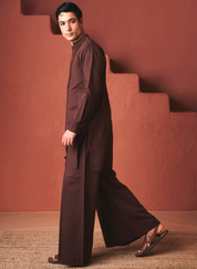 Coffee Pleated Yoke Kurta Set