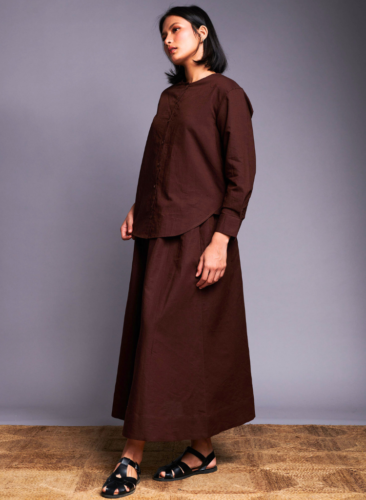 Coffee Round Hem Shirt
