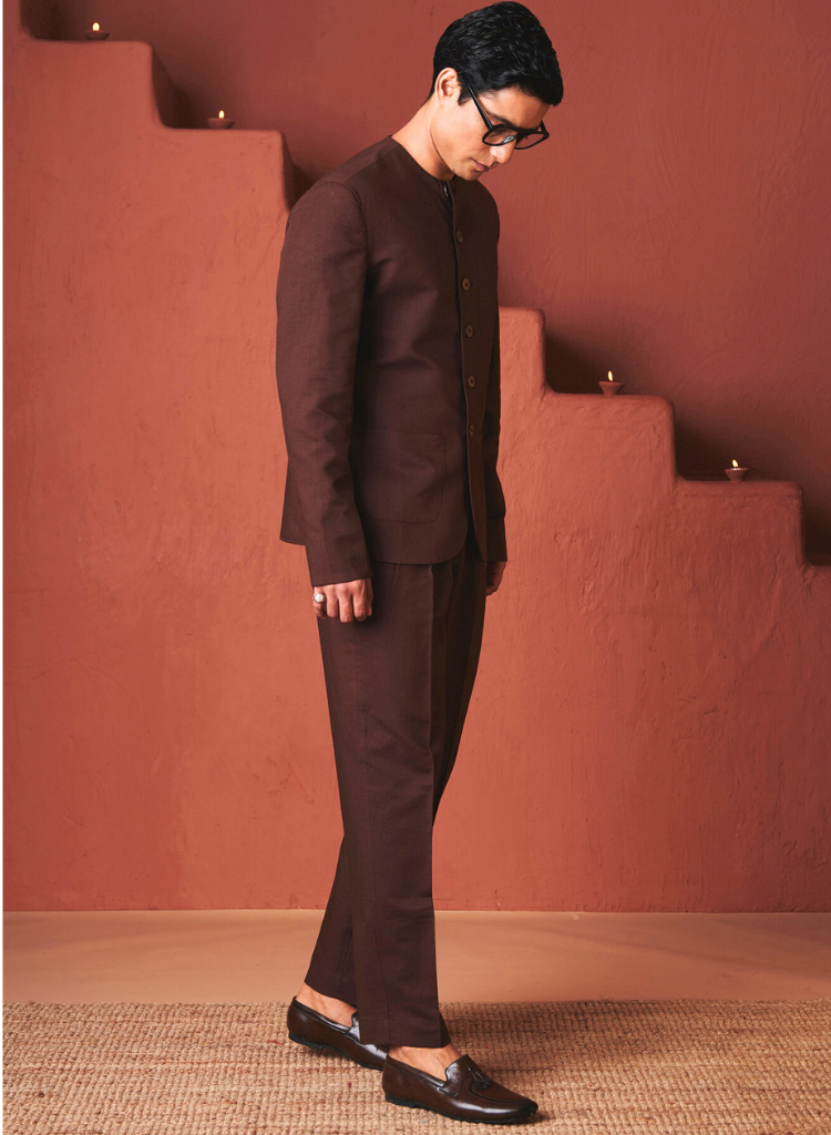 Coffee Round Neck Jacket