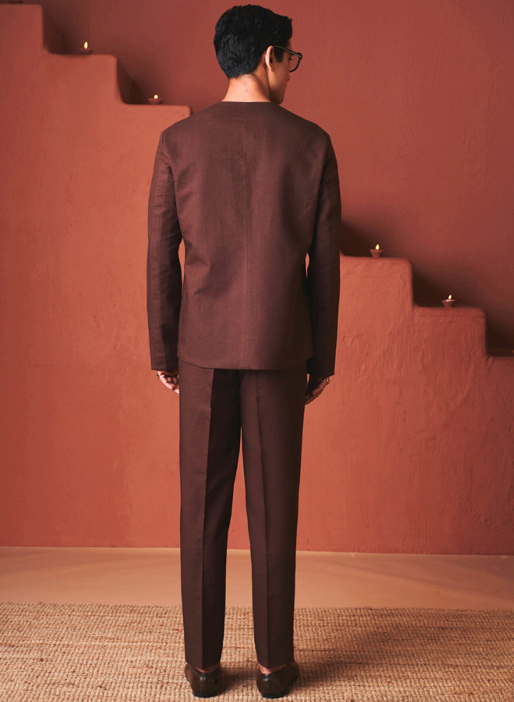 Coffee Round Neck Jacket