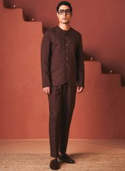 Coffee Round Neck Jacket