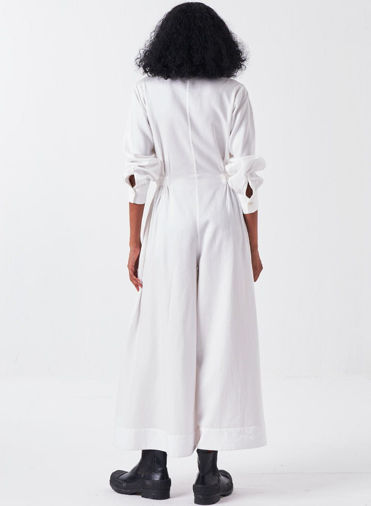 Collared Elastic Waist Jumpsuit