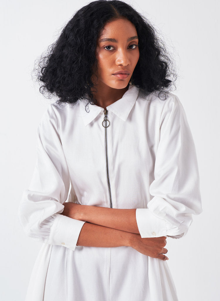 Collared Elastic Waist Jumpsuit