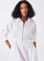 Collared Elastic Waist Jumpsuit