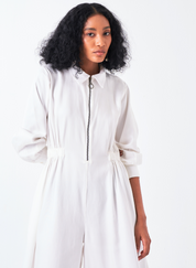 Collared Elastic Waist Jumpsuit