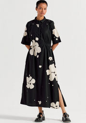 Collared Side Elastic Dress