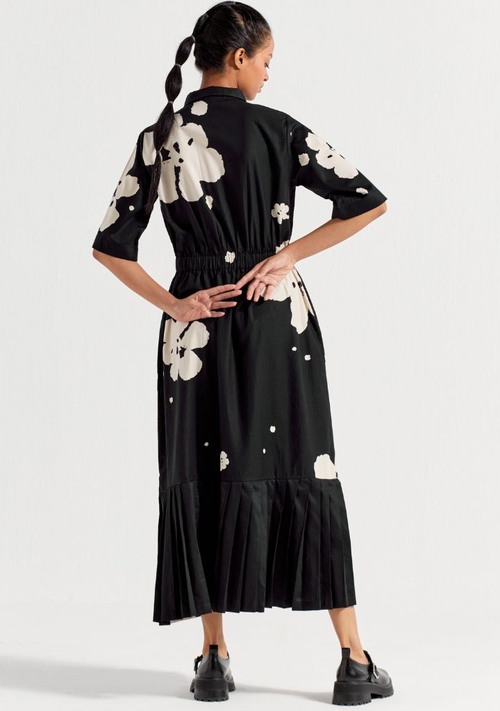 Collared Side Elastic Dress