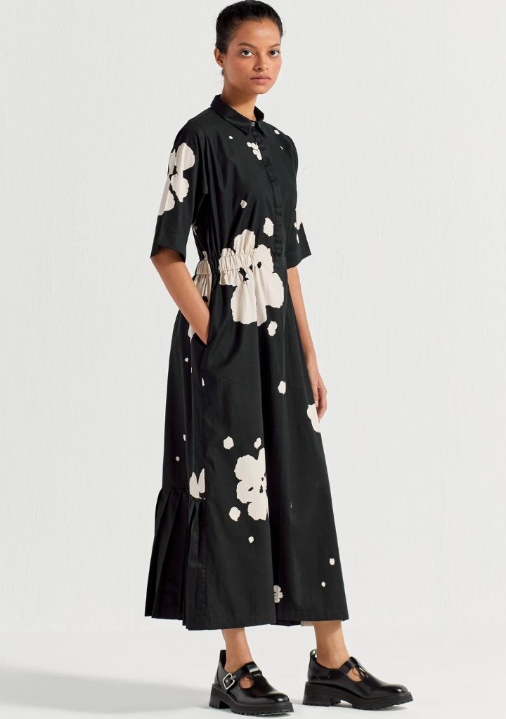 Collared Side Elastic Dress