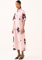 Collared Side Elastic Dress