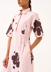 Collared Side Elastic Dress