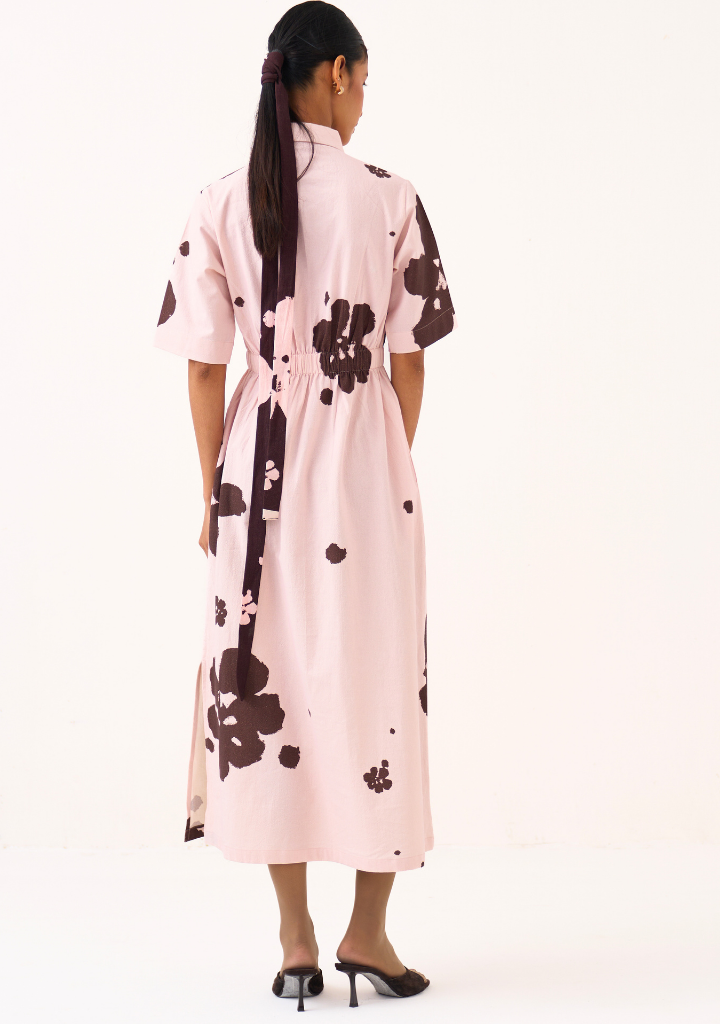 Collared Side Elastic Dress