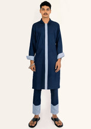 Constrast Placket Shirt Set