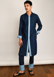 Constrast Placket Shirt Set