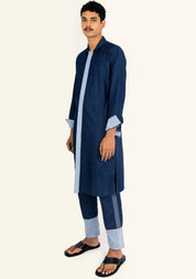 Constrast Placket Shirt Set