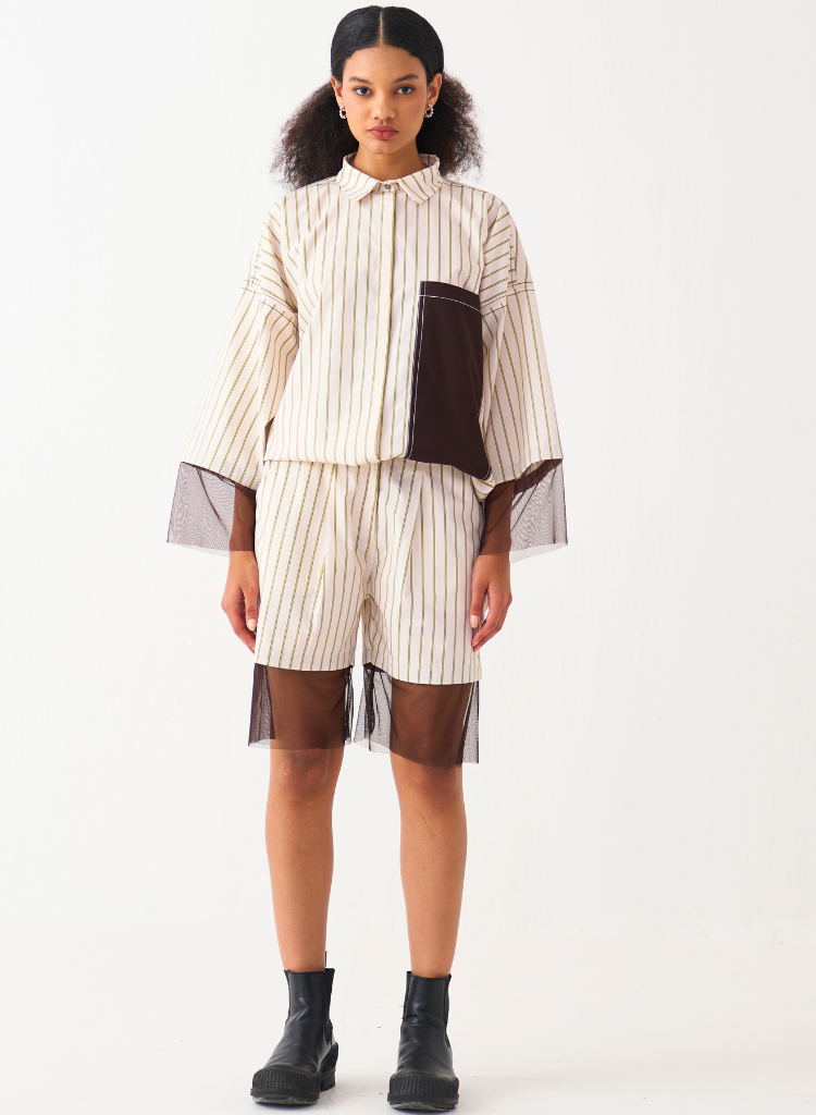 Contrast Detail Shirt Set