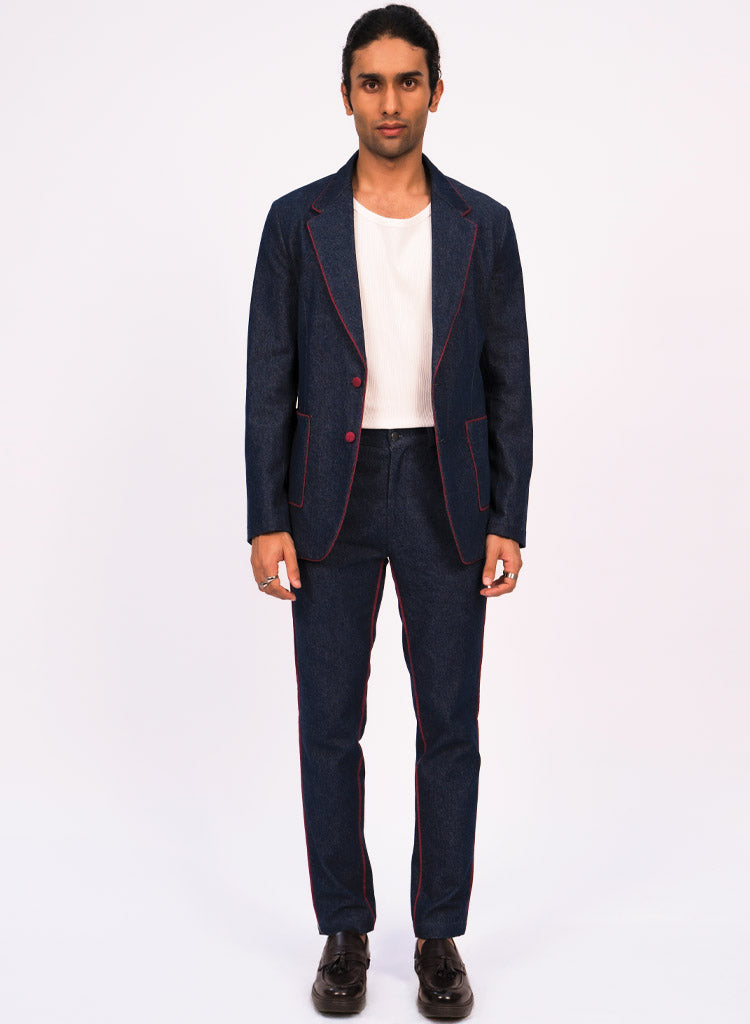 Contrast Piping Pants