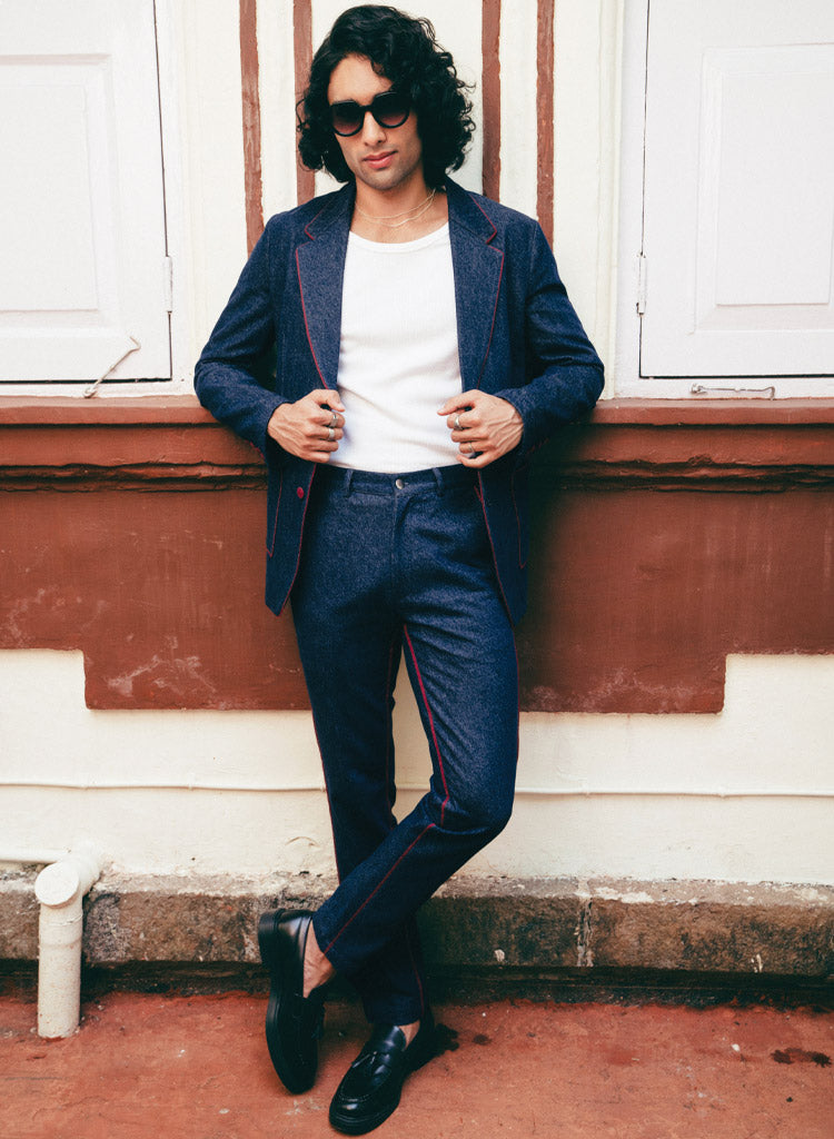 Contrast Piping Pants