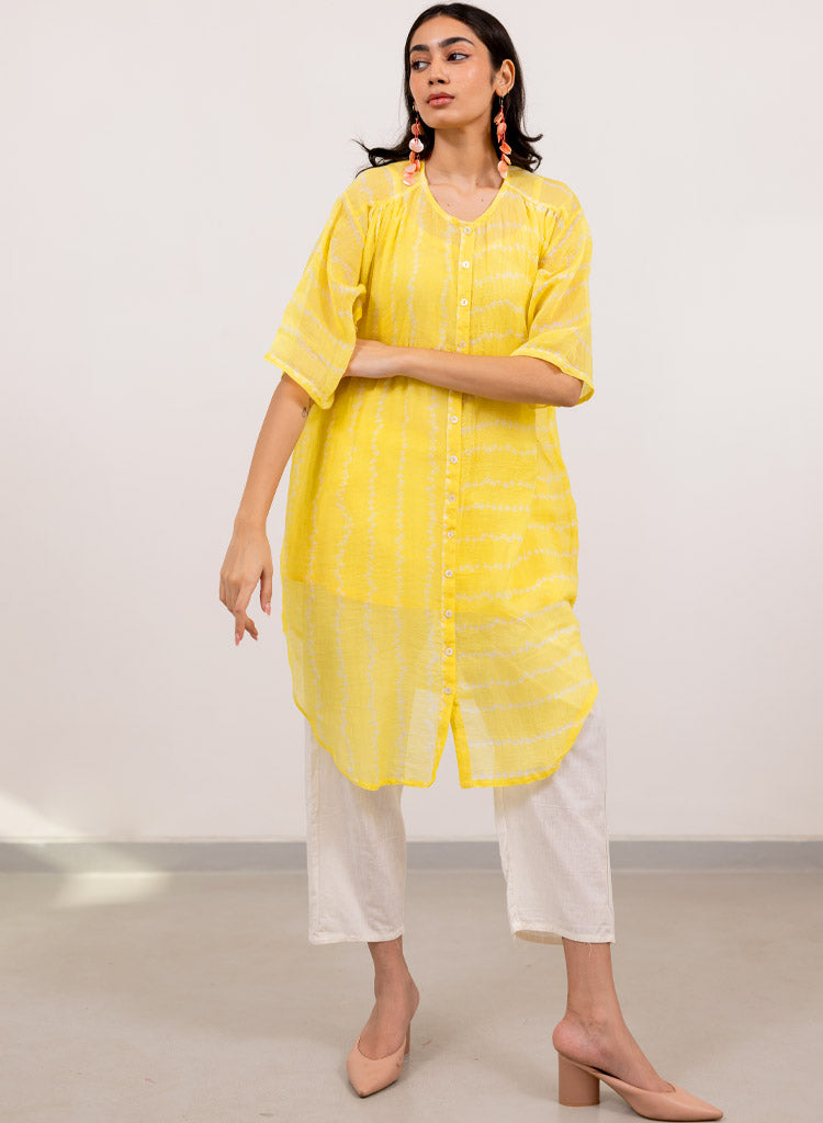 Yellow Bandhej Tunic