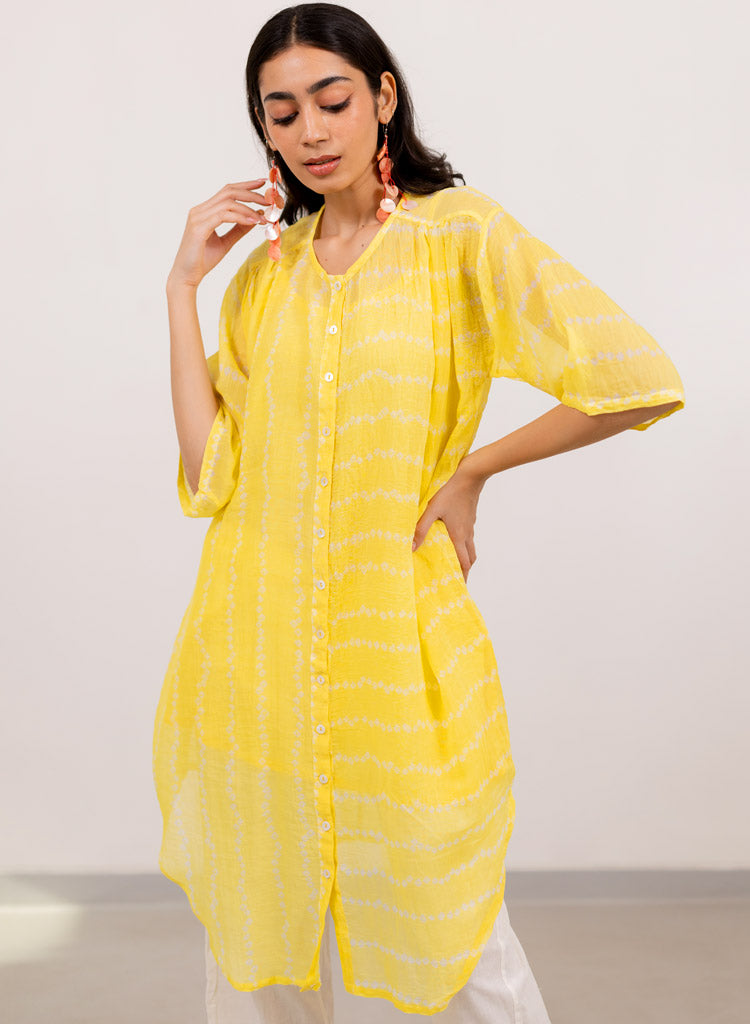Yellow Bandhej Tunic