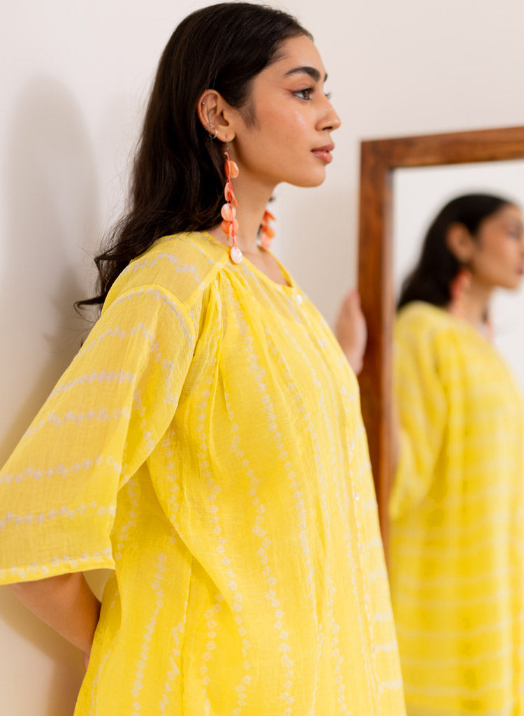 Yellow Bandhej Tunic