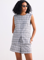 Cotton Tweed Vest Set