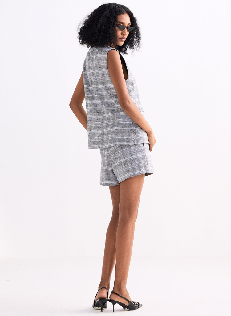 Cotton Tweed Vest Set