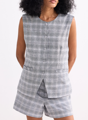 Cotton Tweed Vest Set