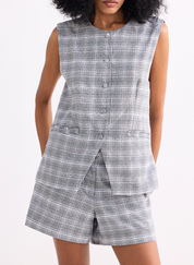 Cotton Tweed Vest Set