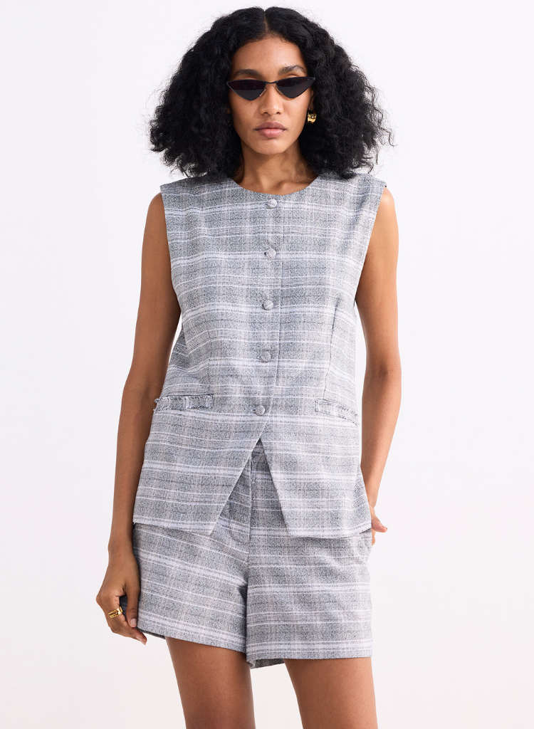 Cotton Tweed Vest Set