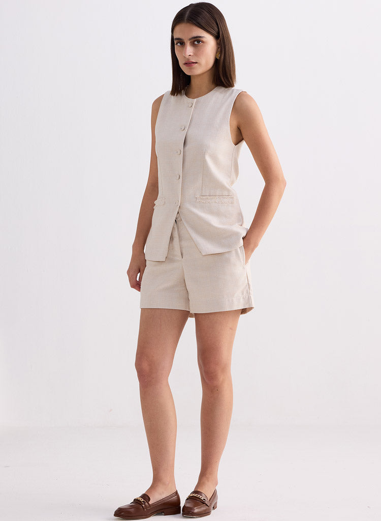 Cotton Tweed Vest Set