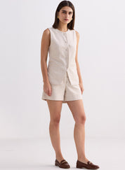 Cotton Tweed Vest Set