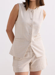 Cotton Tweed Vest Set