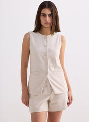 Cotton Tweed Vest Set