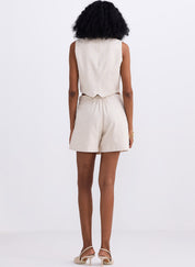 Cropped Cotton Tweed Vest