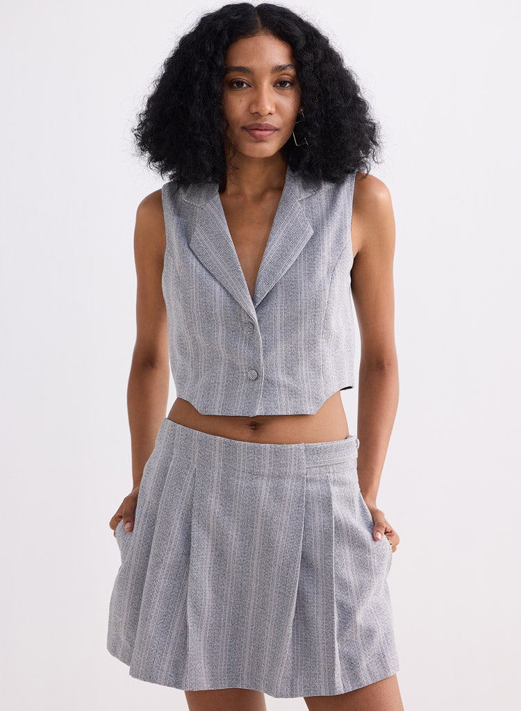 Cropped Cotton Tweed Vest