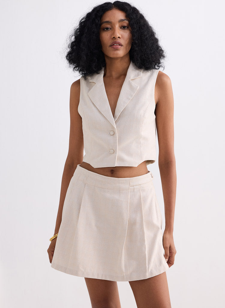 Cropped Cotton Tweed Vest