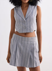 Cropped Cotton Tweed Vest