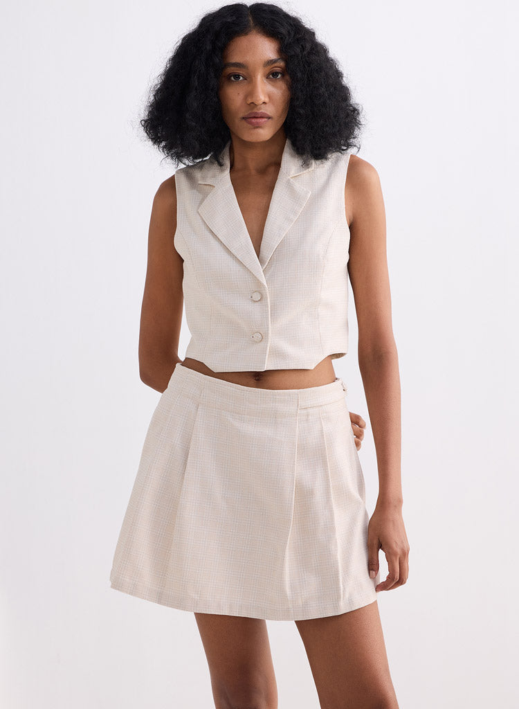 Cropped Cotton Tweed Vest