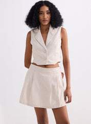 Cropped Cotton Tweed Vest